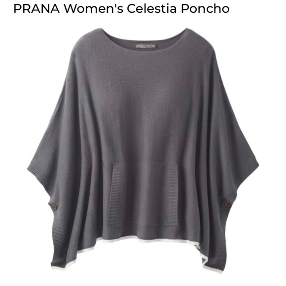 PRANA Celestia Poncho, Winter Gray, Cashmere Blend, Sz O/S - Picture 1 of 14